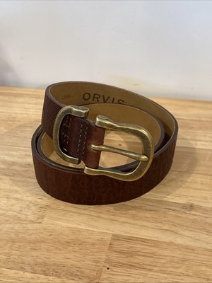 Orvis Mens Brown Grain Leather Outdoor Equestrian Work Western Belt 2BA5 Size 40