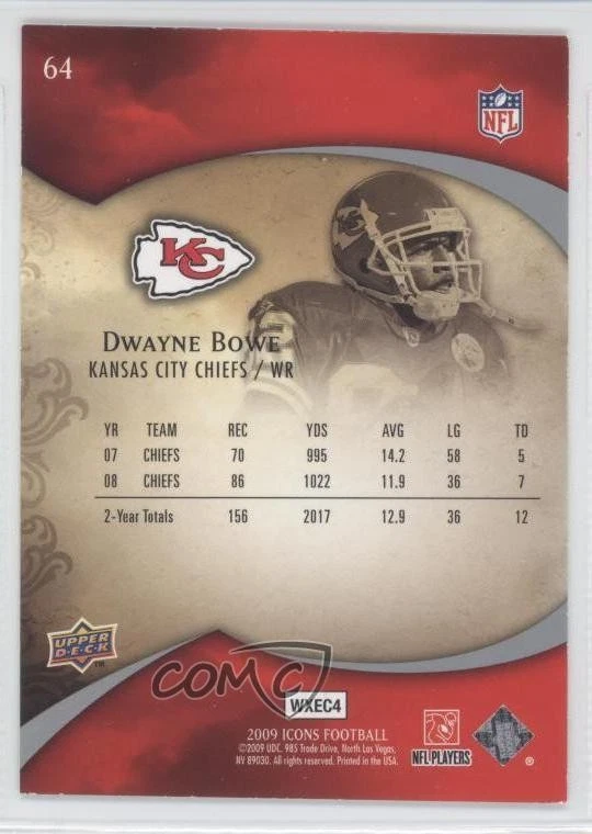 2009 Upper Deck Icons Silver Board /125 Dwayne Bowe #64 - Image 2 of 2