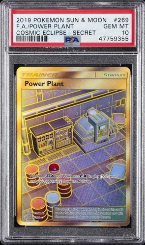 2019 POKEMON SUN & MOON COSMIC ECLIPSE SECRET #269 FULL ART/POWER PLANT PSA 10