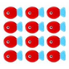 12Pcs Glass Fish Beads Handmade Lampworking Fish Beads Red/Blue