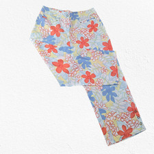 90s Vintage Ralsey Linen Floral Capri Pants Size 14 Cropped Tropical Resortwear