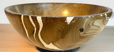 Hand Carved Medium 9 5/8" Dia Mango Wood Serving Bowl Decor Gorgeous EUC