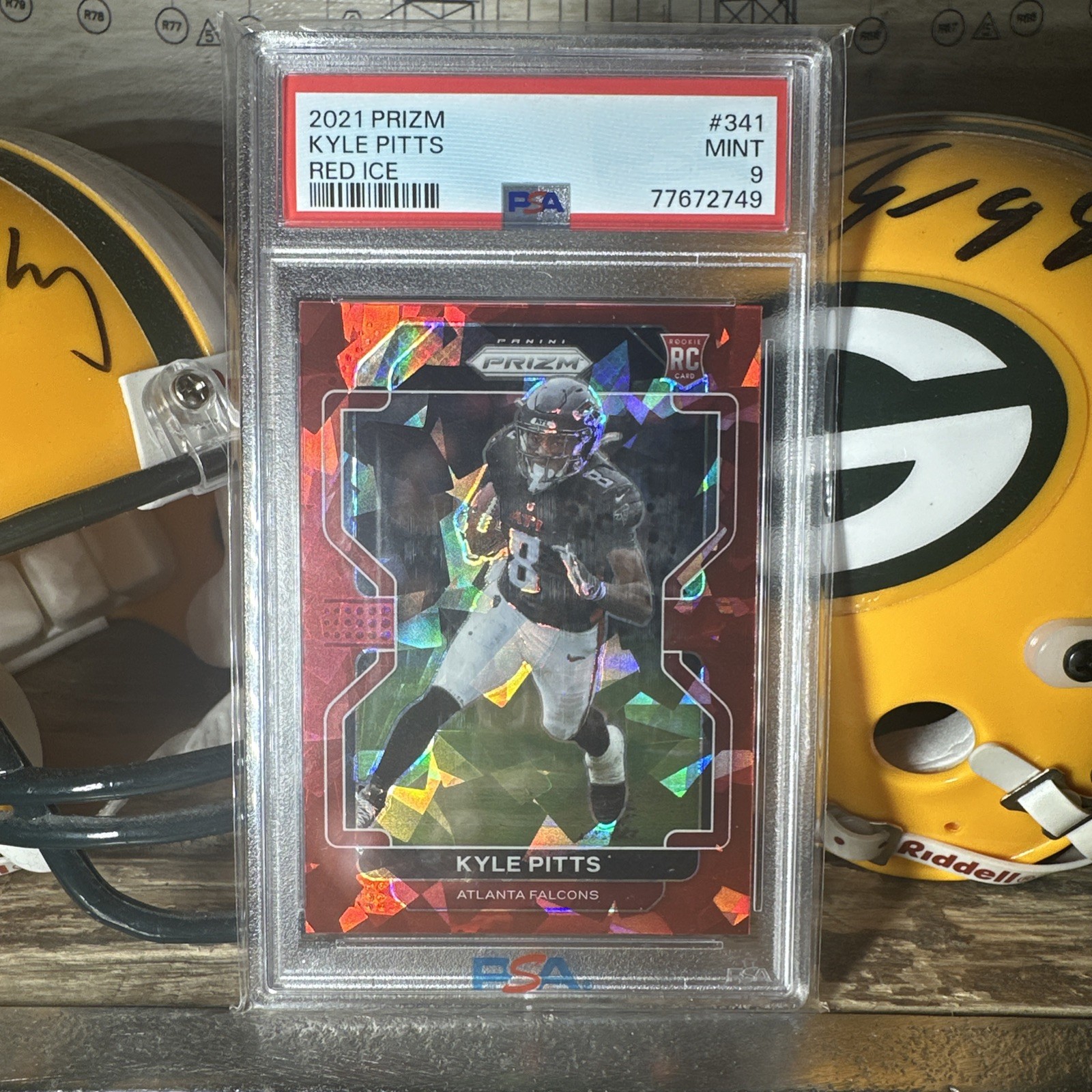 2021 Panini Prizm - Rookie Kyle Pitts #341 Red Ice Prizm RC) PSA 9