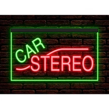 Dual Color Two Tone illuminated Neon Sign Car Stereo Shop Auto Audio Store