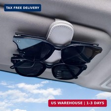 Visonx Sunglass Holder for Car Visor Clip, Magnetic Leather Eyeglass Hanger Clip