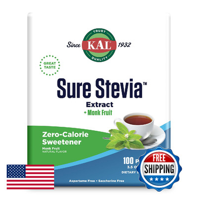 KAL Sure Stevia Plus Monk Fruit Sweetener - Zero Calorie, Great Taste