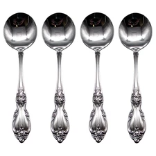 Oneida Louisiana 18/8 Stainless Steel Round Bouillon Spoon (Set of Four)