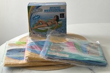 Pool Floats: 1 Deluxe Mesh Lounge Blue 3 Pool Air Mats Green Pink Blue