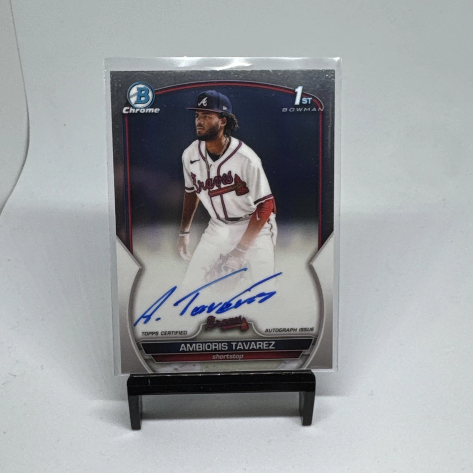 2023 BOWMAN CHROME AMBIORIS TAVAREZ 1ST BOWMAN AUTO #CPA-AT ATLANTA BRAVES