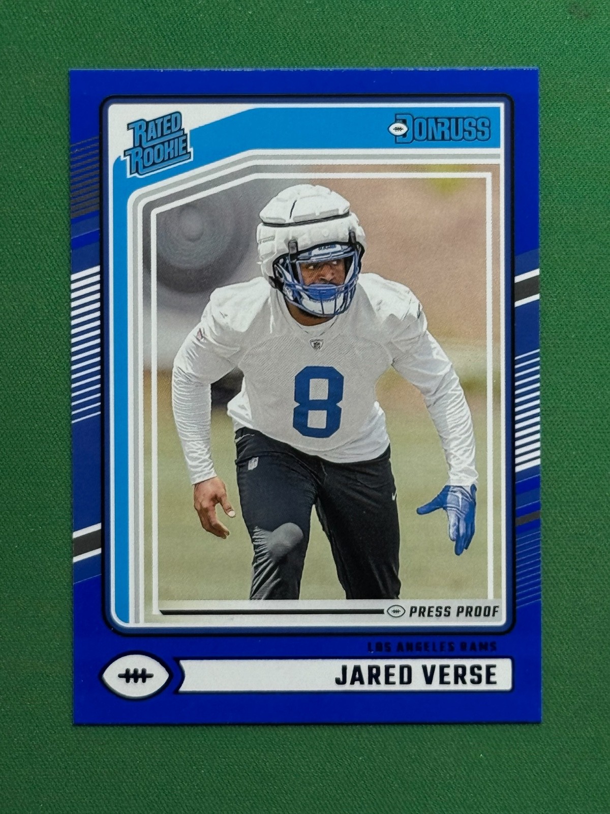 2024 Panini Donruss Rated Rookie Press Proof Blue Parallel #341 Jared Verse RC