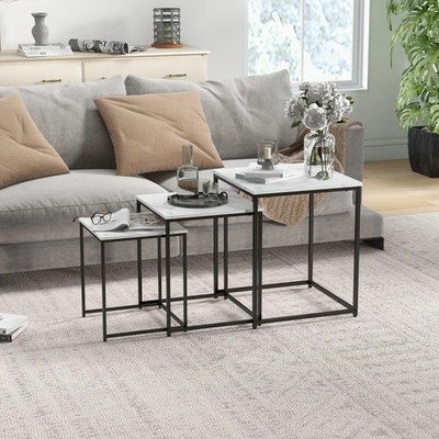 3er Set Tische Marmoroptik Beistell Couchtisch Set Wohnzimmer
