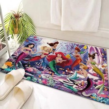 Rare! Disney The Little Mermaid Print Door Mat Rug Carpet With Non-slip Backing