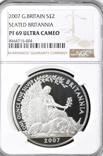 2007 Britannia Silver Proof £2 Two Pound PF69 NGC 1oz Great Britain