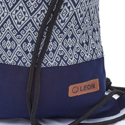 Leon By Bers Premium Turnbeutel Rucksack 35x45cm "BOHO BLAU GROSS RAUTE BLAU" - Bild 3 von 6