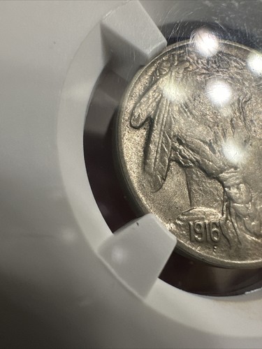 1916 "2 Feathers" Buffalo Nickel 5C BEAUTIFUL TONING, NGC AU58, Rotated Die Rev! - Picture 3 of 7