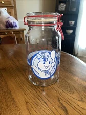 Pillsbury Doughboy Glass Jar Canister Poppin' Fresh Anchor Hocking Vintage