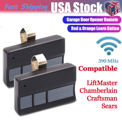 2pcs 390MHz Garage Door Opener Remote Control for LiftMaster 973W 3 Learn Button