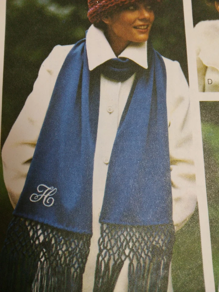 Scarf Pattern & Transfer VOGUE 9070 Sewing VTG 80s Winter Dressy Monogram Floral - Image 2 of 4