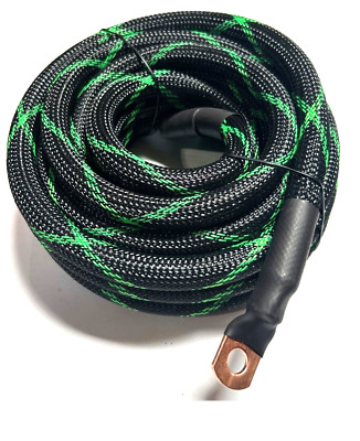 20ft 1/0 Gauge BLACK/GREEN SNAKESKIN OFC Wire Strands Copper Marine Cable AWG