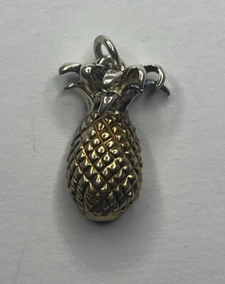 Tiffany & Co 1980er Vintage Vermeil Sterling Silber Ananas Charm Anhänger RAR