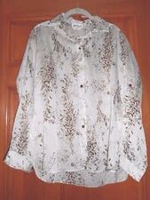 NEW All Hours Size S Womens White/Brown Floral Button Down Shirt/Blouse