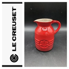 Jug Pitcher Le Creuset 4" 6 Oz Stoneware Canadian Maple Leaf Syrup Cerise Red 