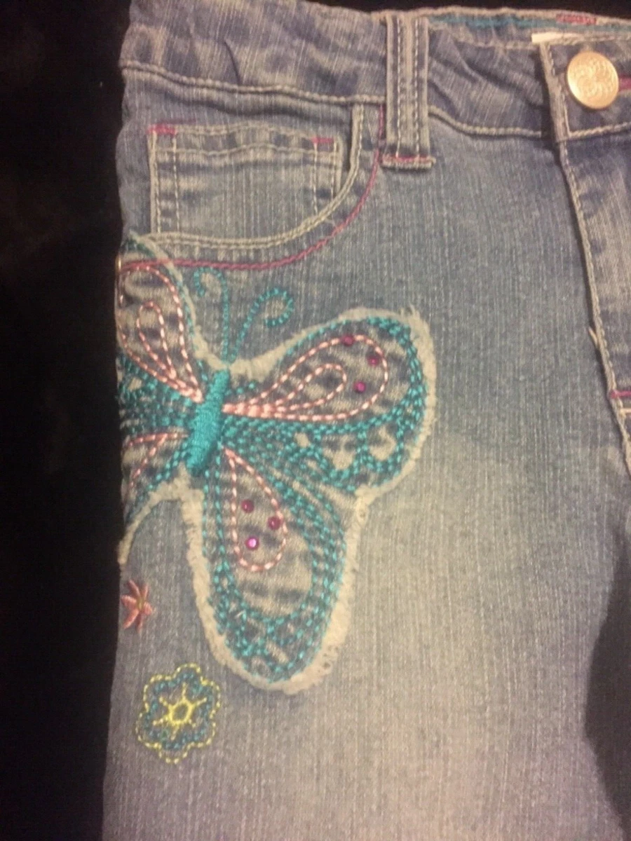 Pantalones capri Circo Light Denim con apliques de mariposa con ajuste Cintura Niña Talla 12