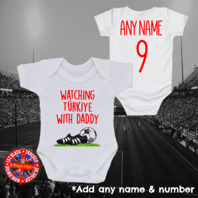 Türkiye Turkey Daddy Mummy Grandad Uncle Auntie Football Personalised Bodysuit