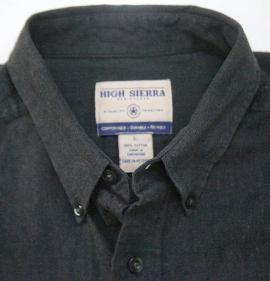 Large High Sierra Gray Men's Cotton Solid Pocket Dress Shirt Mans Top J99 - Image 3 of 4