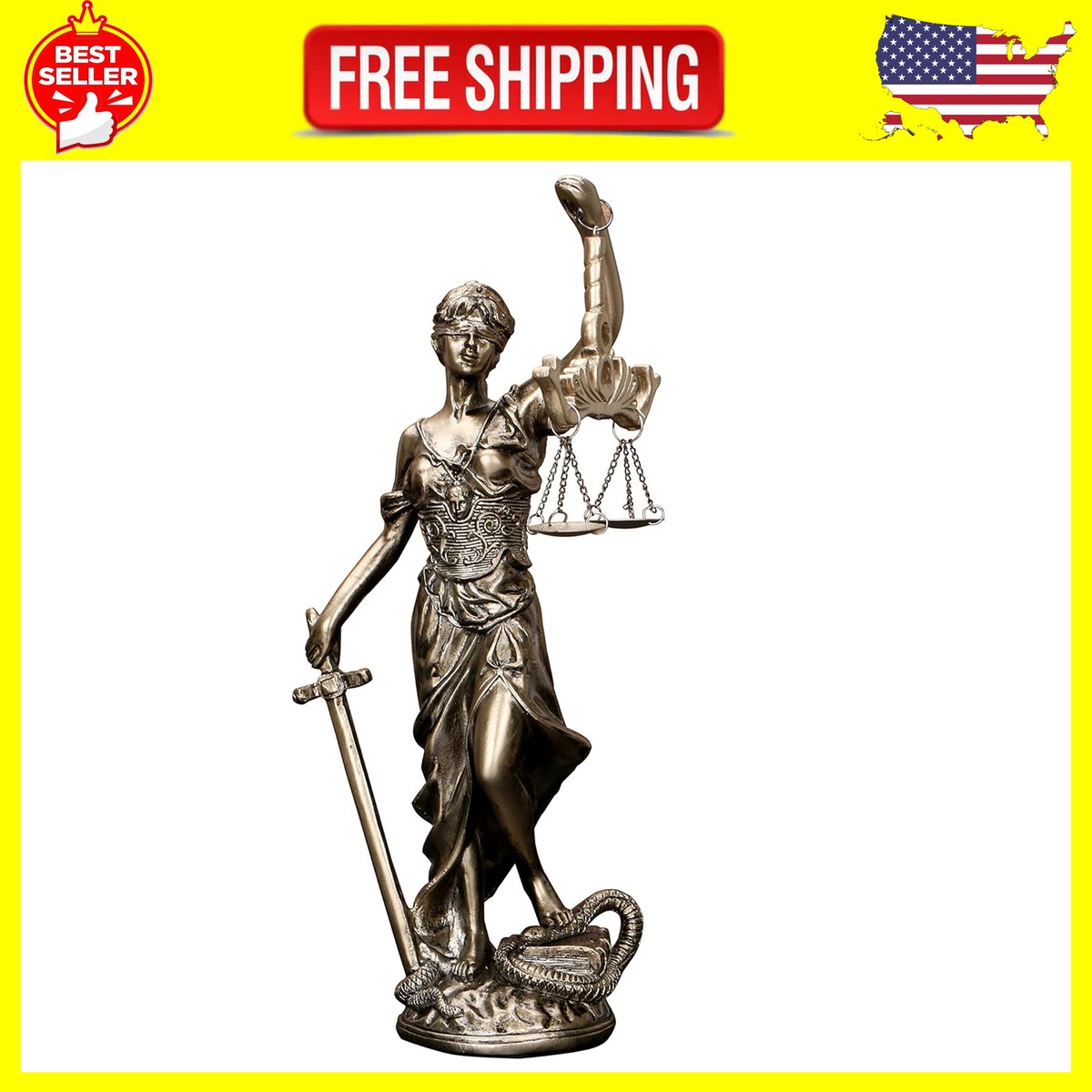 Lady of Justice Statue Blind Goddess Justice Sculpture Roman Angel 