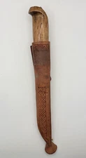 Vintage J Marttiini Finland Puukko Knife w/ Leather Sheath  E110