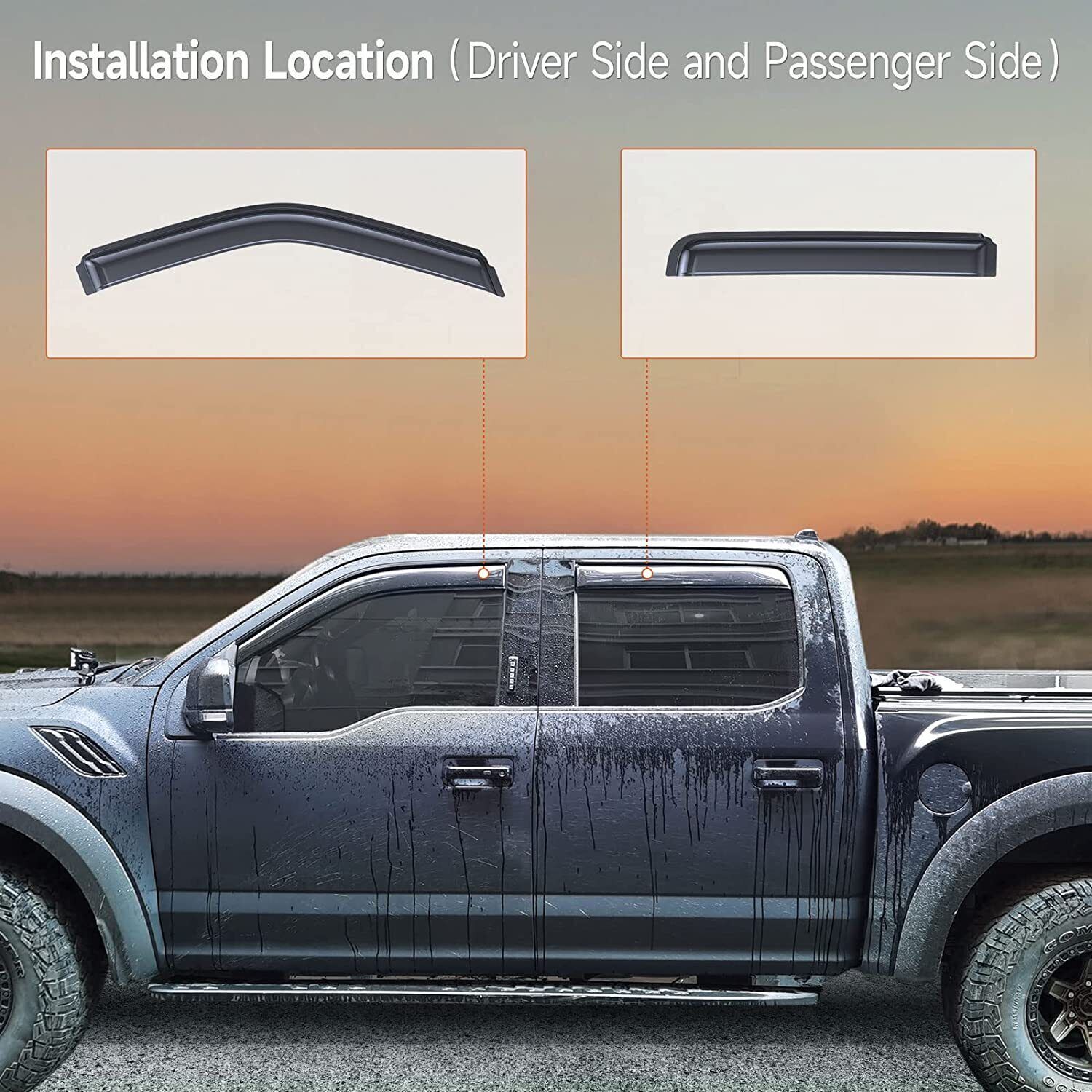 Fits for 20152022 Ford F150 Super Crew InChannel Window Visor Vent