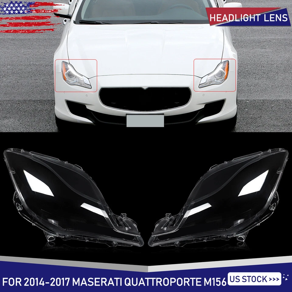 For Maserati Quattroporte 2014-2017 Front Headlight Lens Cover Replacement Shell Foto 2 de 4