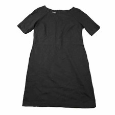 Talbots Dress Womens 10P Black Back Zip Short Sleeves Waisted