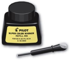Pilot Refill Ink Black Jumbo Super Color Marker 1oz. Bottle w/dropper Office