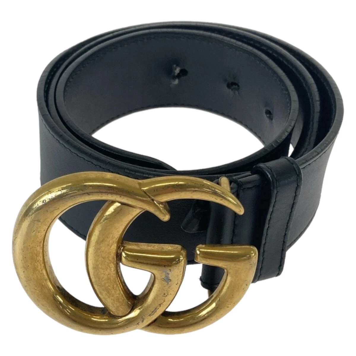 Ceinture GUCCI GG Marmont 400593 noir or quincaillerie cuir GG