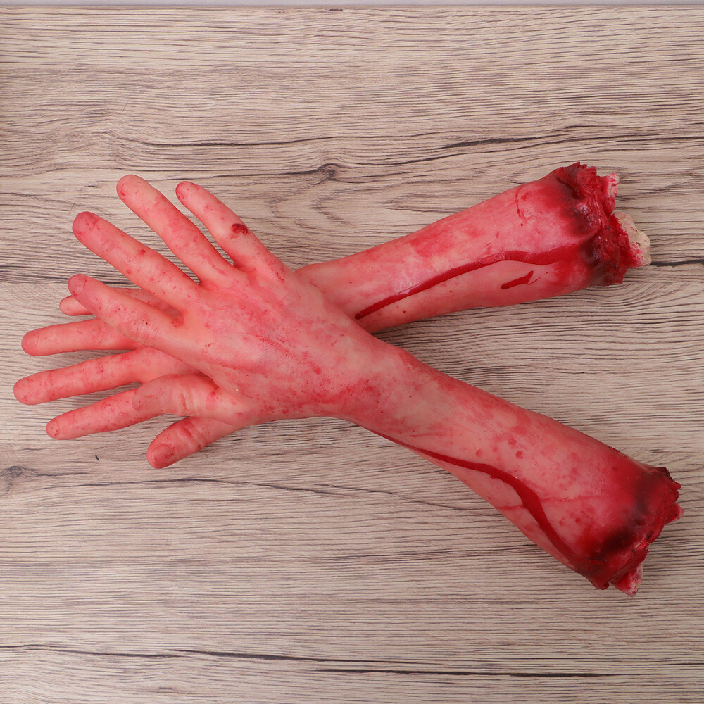 2 Pcs Body Parts Halloween Props Blood Broken Hand Trick Prosthetic