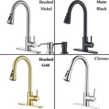 Commercial Stainless Steel Kitchen Faucet Pull Down Sprayer Single Handle Mixer