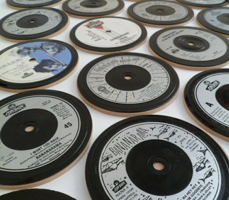 BANANARAMA DRINKS COASTERS Upcycled Vinyl Records 1980's Hit Singles List - Image 2 of 4
