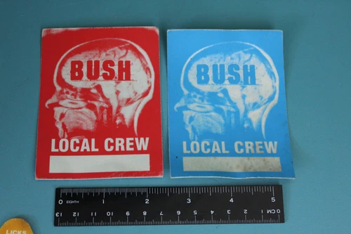 LOT OF 2 BUSH 2012 concert tour LOCAL CREW  fabric sticker backstage pass