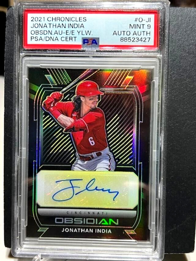 JONATHAN INDIA 2021 Chronicles Obsidian ETCH YELLOW RC AUTO /10 PSA MINT 9