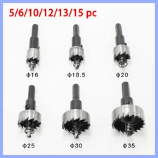 Hole Saw Tooth HSS Stainless Steel Drill Bit Cutter Wrench Metal Wood 5/6/10 pc
