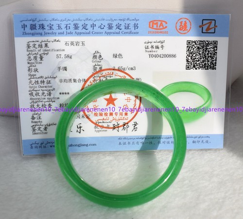 Certificate Natural Green Jade Jadeite Gemstone Bangle Bracelet 56-62mm Jewelry - Picture 10 of 12