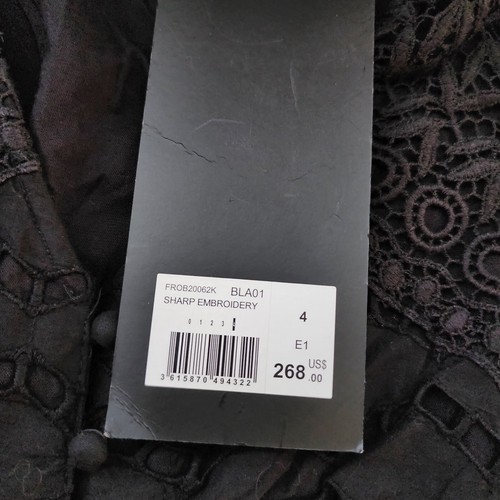 New THE KOOPLES Womens Size 4 Black Mini Dress Sharp Lace Button Cotton Eyelet - Picture 5 of 12