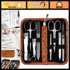 8-Piece Manicure Pedicure Grooming Kit in Synthetic Leather Case - Quality Tools