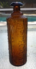 1883 DATED TIPPECANOE H.H.WARNER & CO FIGURAL LOG BITTERS BOTTLE MUSHROOM LIP