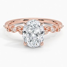 14K Rose Gold IGI Certified Lab Grown Diamond Engagement Ring 2.05 Ct Oval Cut
