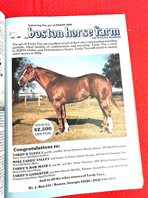 1976 Quarter Horse Journal, Magazine, Book - TARDY TOO - SHADOW SON - TE 'N TE