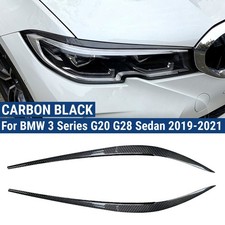 2X Headlight Eyelids Lids Carbon Black For BMW 3 Series G20 G28 Sedan 2019-2021