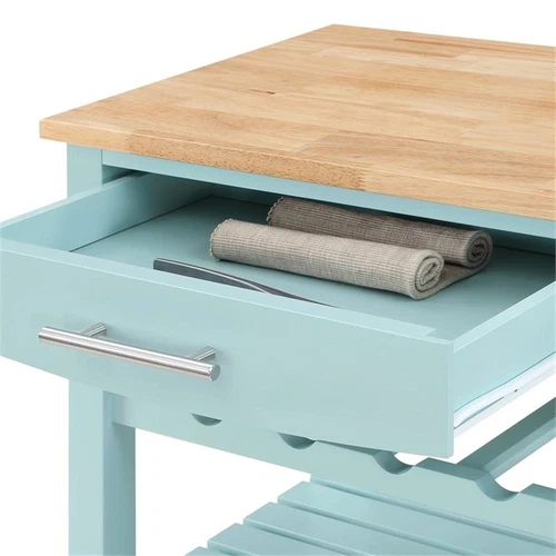 Pemberly Row Butcher Block Kitchen Cart - Thumbnail 5